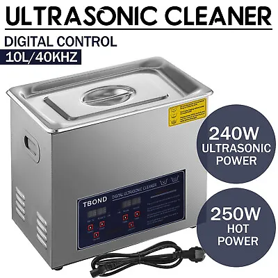 $135.90 • Buy US 10L Liter Ultrasonic Cleaner Stainless Steel Industry Heated Heater W/Timer