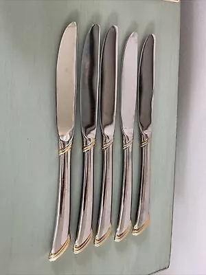 Eclipse Gold Mikasa  18/8 Stainless Steel Lot Of 5 Knives • $18