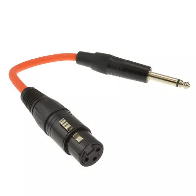 20cm 6.35mm 1/4 Inch Mono Jack Plug To XLR 3 Pin Socket Adapter Cable Orange [00 • £7.29