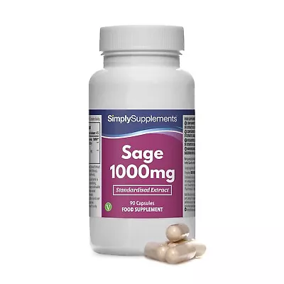 Sage Capsules 1000mg - 90 Capsules Total - Made In The UK • £8.99