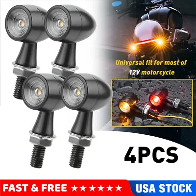 4x Black Motorcycle LED Bullet Mini Turn Signals Brake Light Blinker Amber+Red • $22.99