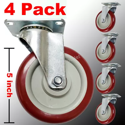 4 Pack 5 In. Polyurethane Heavy Duty Swivel Caster Wheels • $29.89