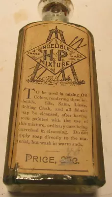Vintage Old Antique Bottle-Indelible HP Miture  Mixing Oil For Oil Painting Devo • $15