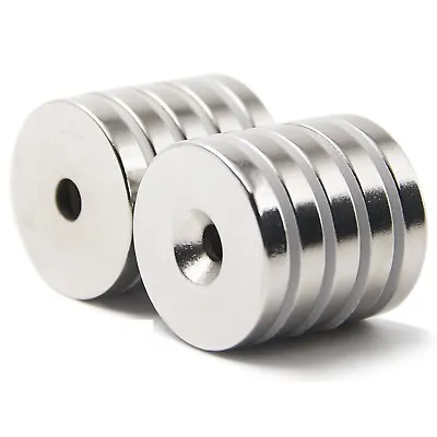 10 50 Strong Countersunk Ring Magnets 3/4  X1/8   Hole 3mm Rare Earth Neodymium • $38.99