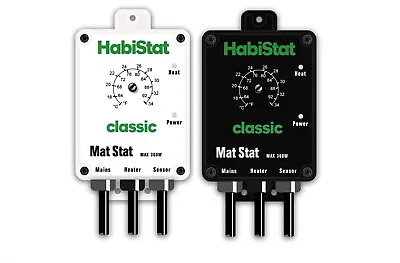 Habistat Mat Stat Thermostat For Heat Mat Black / White Classic Reptile Vivarium • £29.92