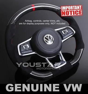 $498 • Buy CARBON Suede Alcantara Steering Wheel Red Line For VW Golf MK7 GTi Polo Jetta
