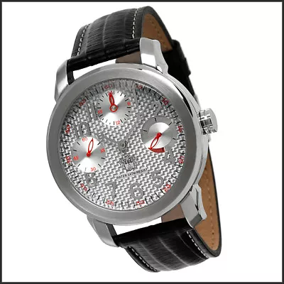 S.u.g. Mens 9170 Mechanical Movement Stainless Watch New Silver Tone Leather • $107.99