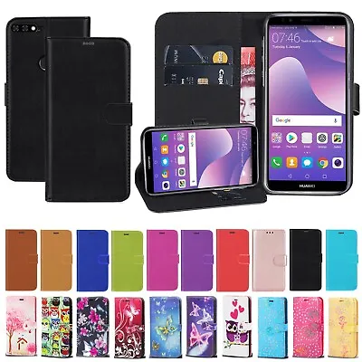 Case For Huawei Y7 Prime 2018 Flip PU Leather Wallet Phone Stand Cover Y7 2018 • £1.99