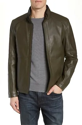 Men's Slim Bomber Real Leather Jacket Casual Zipper Biker Jacket For Men NFS 093 • $112.90