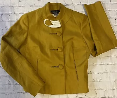 Etcetera Etc Mustard Yellow 100% Linen Double Button Mod Blazer Jacket Size 8 • $29.99