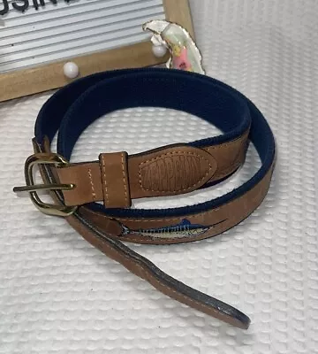 Zeppelin Pro Men's Size 38 MAHI Dolphin Fish Embroidered Leather Canvas Belt • $17.99