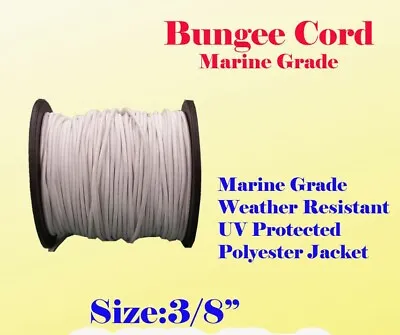 3/8  X  10 FT Premium Marine Grade Bungee Shock Stretch Cord UV White • $12.95