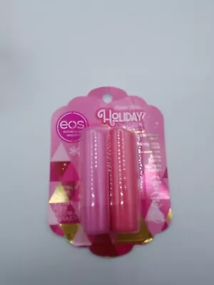 EOS Limited Edition Holiday Collection Lip Balm NEW Strawberry Cheer &Candy Cane • $8.30