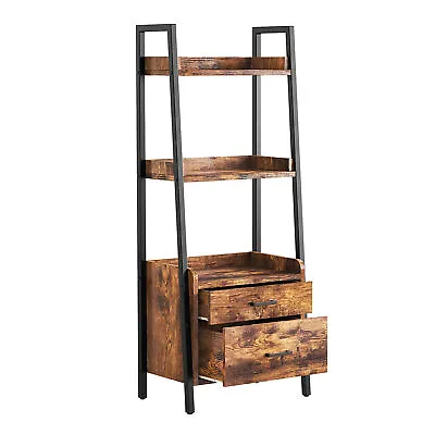 Fabato 3 Tier Display Bookcase With Ladder Shelves And Metal Frame Rustic Brown • $64.99