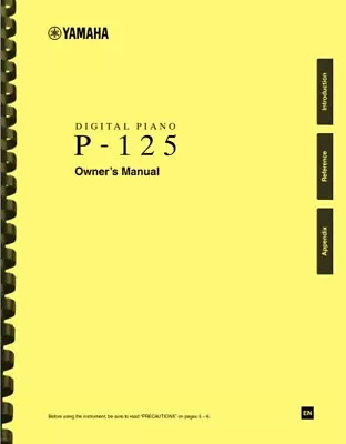 Yamaha P-125 Digital Piano OWNER'S MANUAL • $33.88