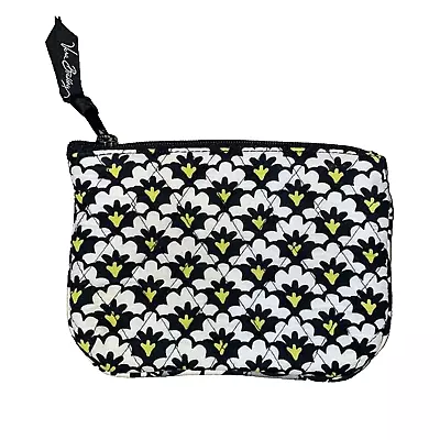 Vera Bradley Makeup Cosmetic Bag Fanfare Fans Black White Yellow 5X7 • $9