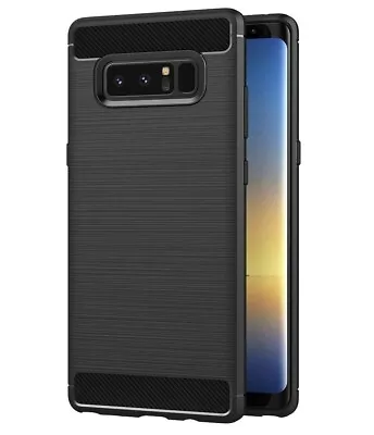 For SAMSUNG GALAXY NOTE 8 CARBON FIBER CASE SHOCKPROOF SLIM HEAVY DUTY BLACK • £5.95