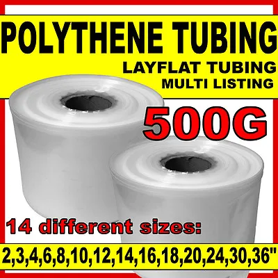 Layflat Polythene Poly Tubing Tube *ALL SIZES & QTYS* Clear- 500 GAUGE 168M Roll • £23