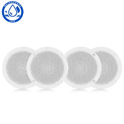 2 Pairs 4  120W Marine Speakers Waterproof White Round Boat Speakers For Yacht • £39.99