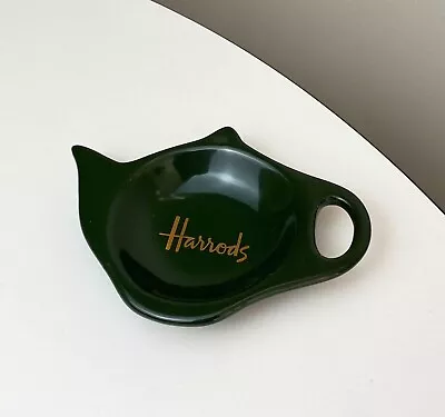 Vintage [ HARRODS LONDON ] Forrest GREEN Ceramic Tea Bag Rest / Spoon Holder • $19.95