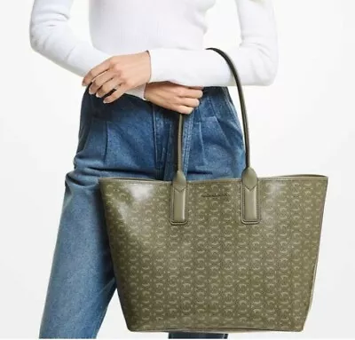 MK Michael KORS Jodie LARGE Tote Jacquard Army Green MSRP $498 • $130