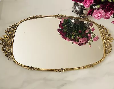 Matson Vintage Vanity Dresser Ormolu Tray 24K Gold Plate Dogwood Bird 10 X20  • $125