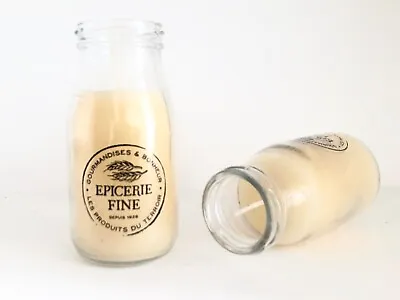 Set 2 Vintage Design 'Epicerie Fine' Farmers Market Milk Bottle Candle Vanilla • £8.99