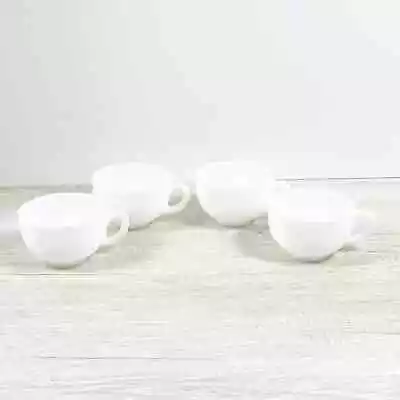 Vintage Milk Glass Coffee Tea Cappuccino Cups Glasses W Twist Handles Set Of 4  • $19.95