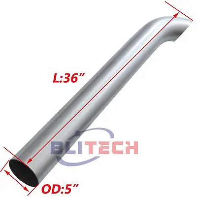 Aluminized 5 Inch Exhaust Curved Stack Pipe 5  OD X 48  Length Semi Truck Tube • $69.90
