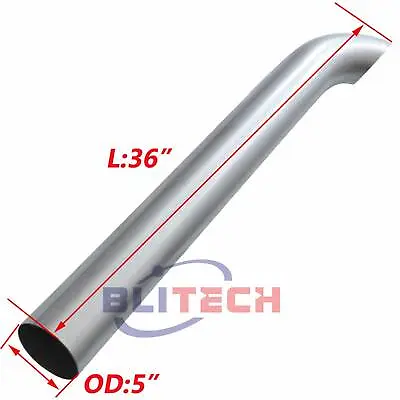 Aluminized 5  Inch OD Curved Exhaust Stack Pipe36  Inch Length Semi Truck Tube • $39