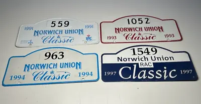 4 X Norwich Union Classic Rally Aluminium Car Plates 1991 93 94 & 97 Competitor • £24.99