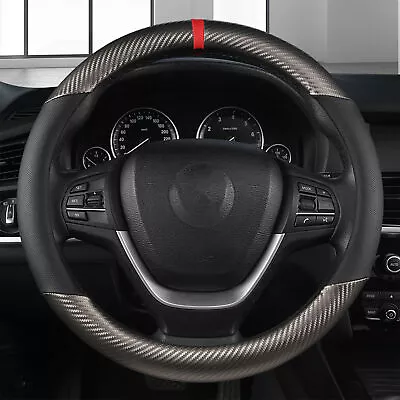 Steering Wheel Cover Stylish Car Non-Slip Leather Car Interior 15 Inch Universal • $11.55