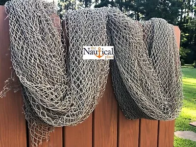 Authentic Fish Netting 15 Ft X 15 Ft HEAVY Knotted Vintage Used Fishing Net • $149.94