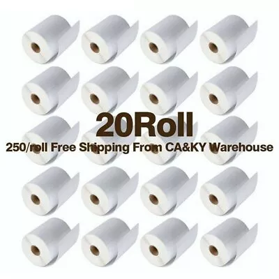 20 Rolls Direct Thermal Labels 4x6 250/Roll For Zebra Eltron 2844 ZP450 ZP505 • $69.98