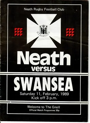 Neath V Swansea Rugby Union Programme February 1989 • £3.70