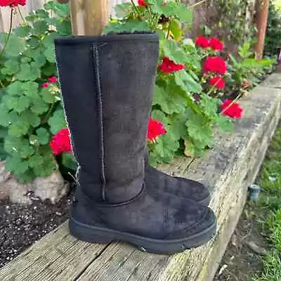UGG Australia Sheepskin Classic Tall Black Boots Women's Size US 7 • $35