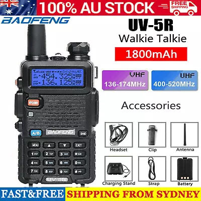 BF-UV-5R Walkie Talkie VHF UHF Dual Band Handheld Two Way Radio 5W Long Range • $35.89