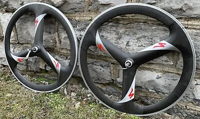 Specialized Tri Spoke Carbon Wheelset Vintage 90s VGC 700cc Clincher QR • $448