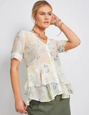 $22.98 • Buy Katies Short Sleeve Double Layer Peplum Top Womens Clothing  Tops Tunic