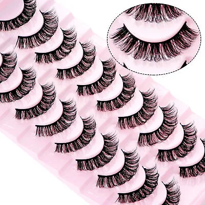 Russian Style Strip Lashes D Curl Mink False Eyelashes Full Curled 10 Pairs UK • £4.99