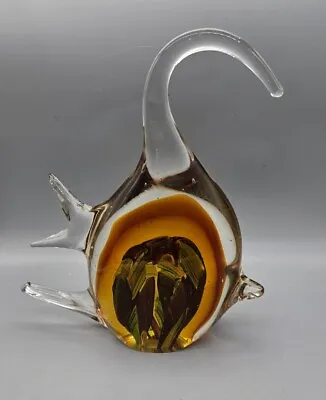 Murano Tropical Fish Hand Blown ART GLASS 9” Sommerso Amber Aventurine • $149.99