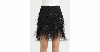 £195.61 • Buy NWT HAUTE HIPPIE OSTRICH Sequin Feather Mini SKIRT SIZE S $495 BLACK NORDSTROM