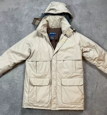 Burlington CFW Collection Coat Mens Medium Beige Zip Up Hooded Winter Season • $34.98