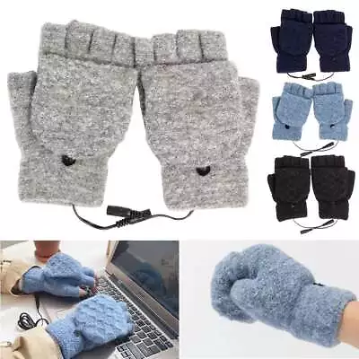 Winter Electric Heated Gloves Warmer USB Rechargeable Full & Half Finger Mitten • $11.42