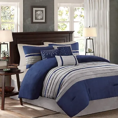 Madison Park Palmer 7 Piece Faux Suede Soft Comforter Set Full Queen King • $128.69