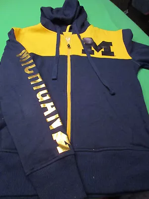 NEW University Michigan Wolverines WOMENS ZIP FRONT HOODED SWEATSHIRT JACKET MED • $23.39