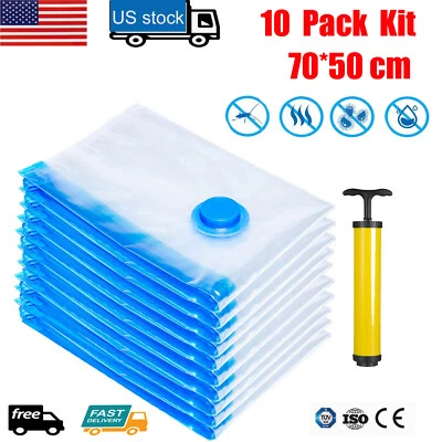$15.59 • Buy 10PCS Large Jumbo Vacuum Storage Bags Space Saver Seal Compression Bag Organizer