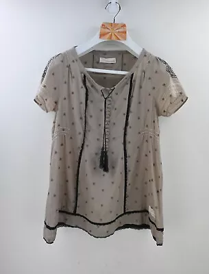 Odd Molly 100% Cotton Embroidered Peasant Blouse With Beading In Mushroom Size 1 • $75