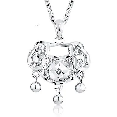 Pure Platinum 950 Men Women Lucky Coin Rich Bell Lock Bag Pendant 4.6-4.8g • $436.16