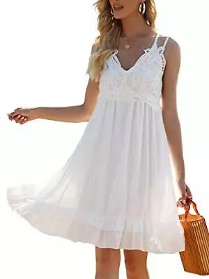 Feager Summer Dresses For Womens Casual Beach Lace Spaghetti Strap V Neck • $14.99